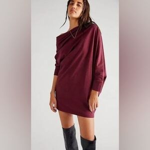 Free People Beach Off Shoulder Dolman Sleeve Draped Mini Dress